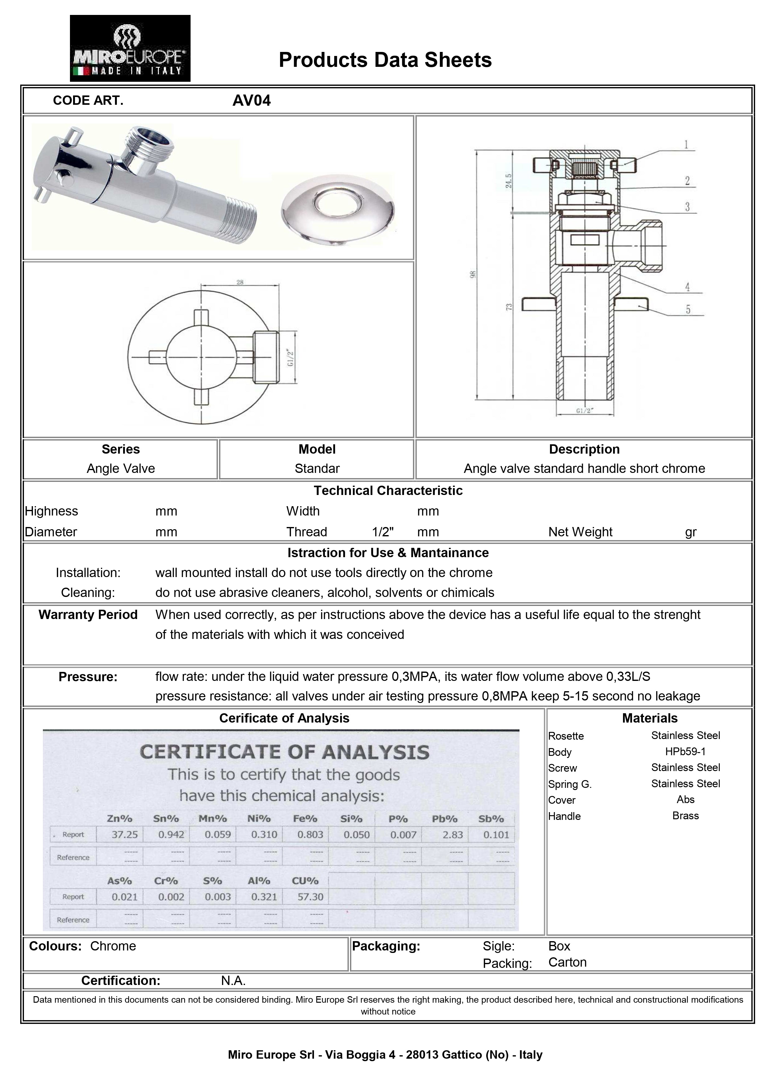 Miro Gear Angle Valve