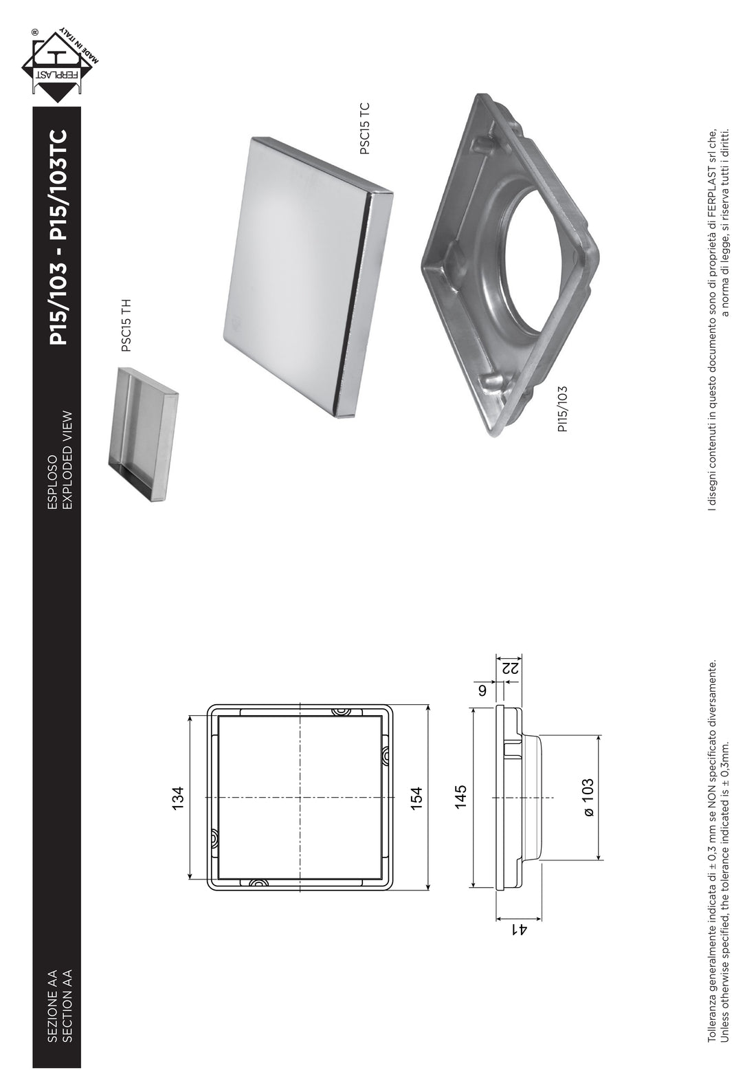 K&K  Floor Drain Tile Holder - Italian Made