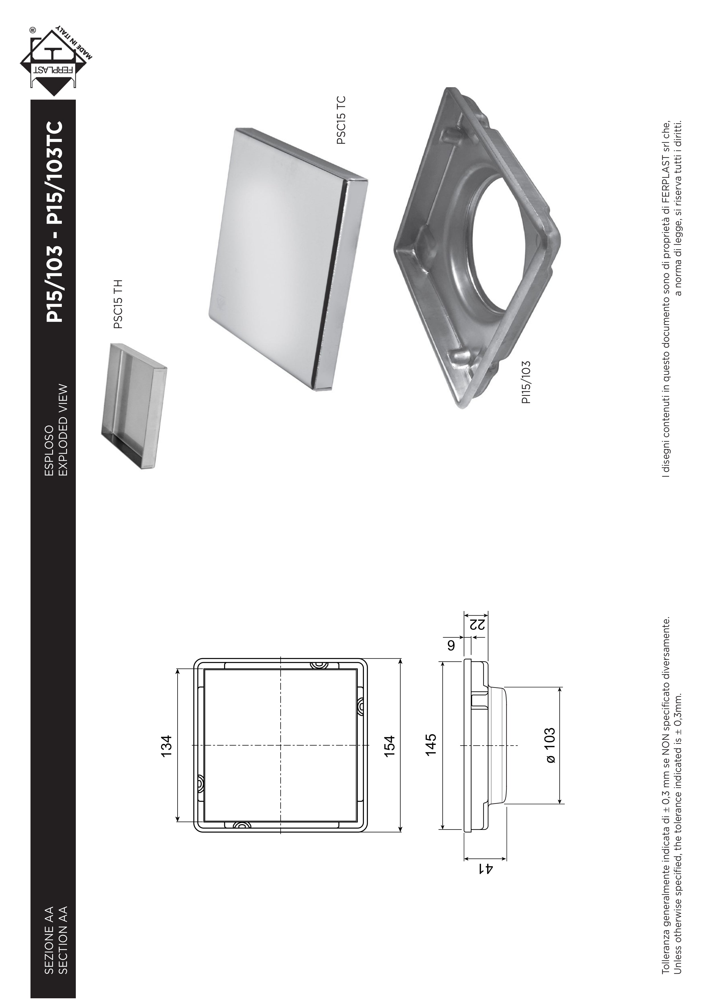 K&K  Floor Drain Tile Holder - Italian Made