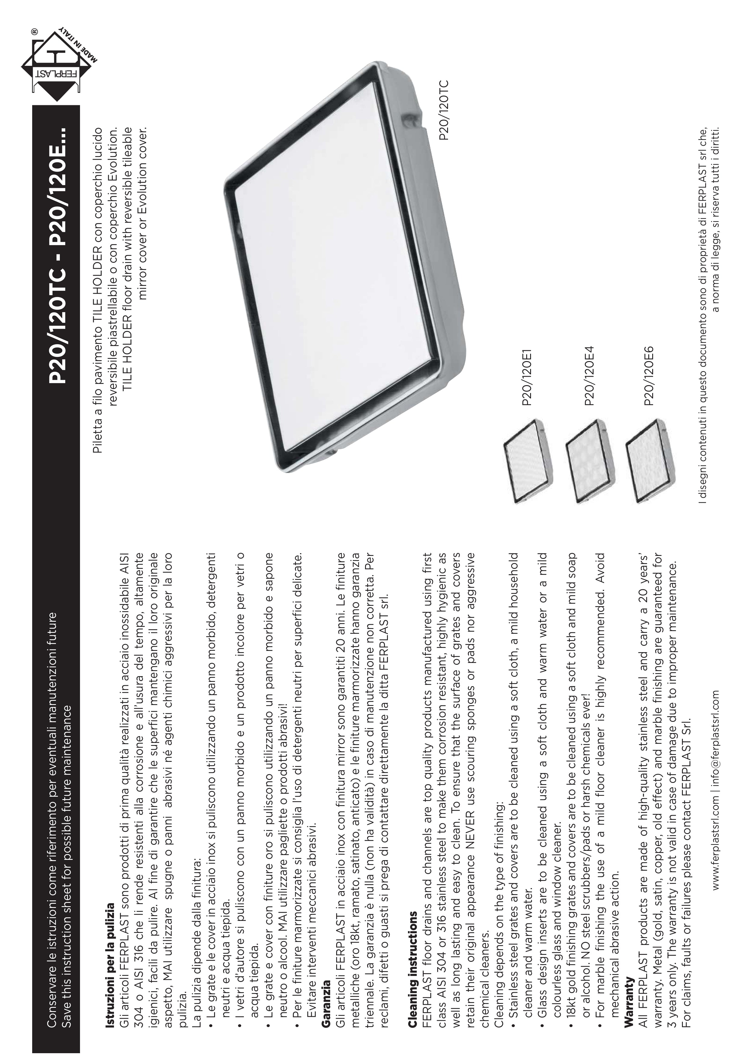 K&K  Floor Drain Tile Holder - Italian Made