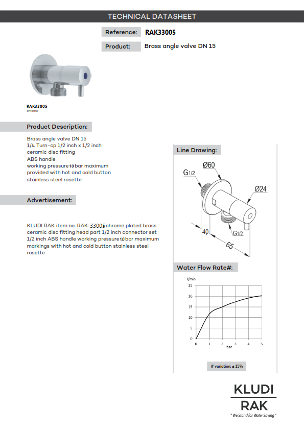 Kludi Rak  Prime Angle Valve