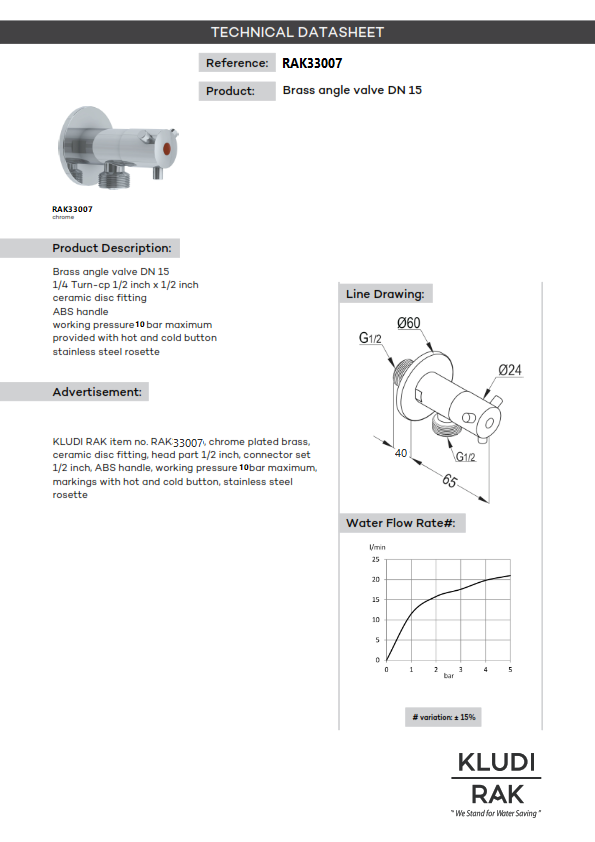 Kludi Rak Gear Angle Valve